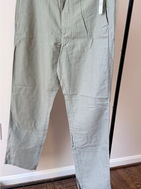 Gap straight Classic Olive Green linen cotton blend Pants 34/30 NWT
